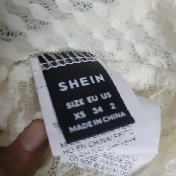 SHEIN Cream Textured Blouse with Front Tie - Picture 5 of 6